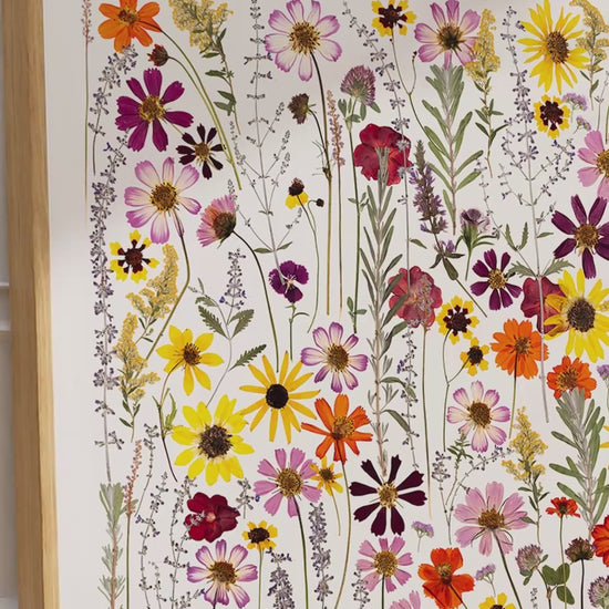 Video of pressed flower art print called Wildflower Whimsy