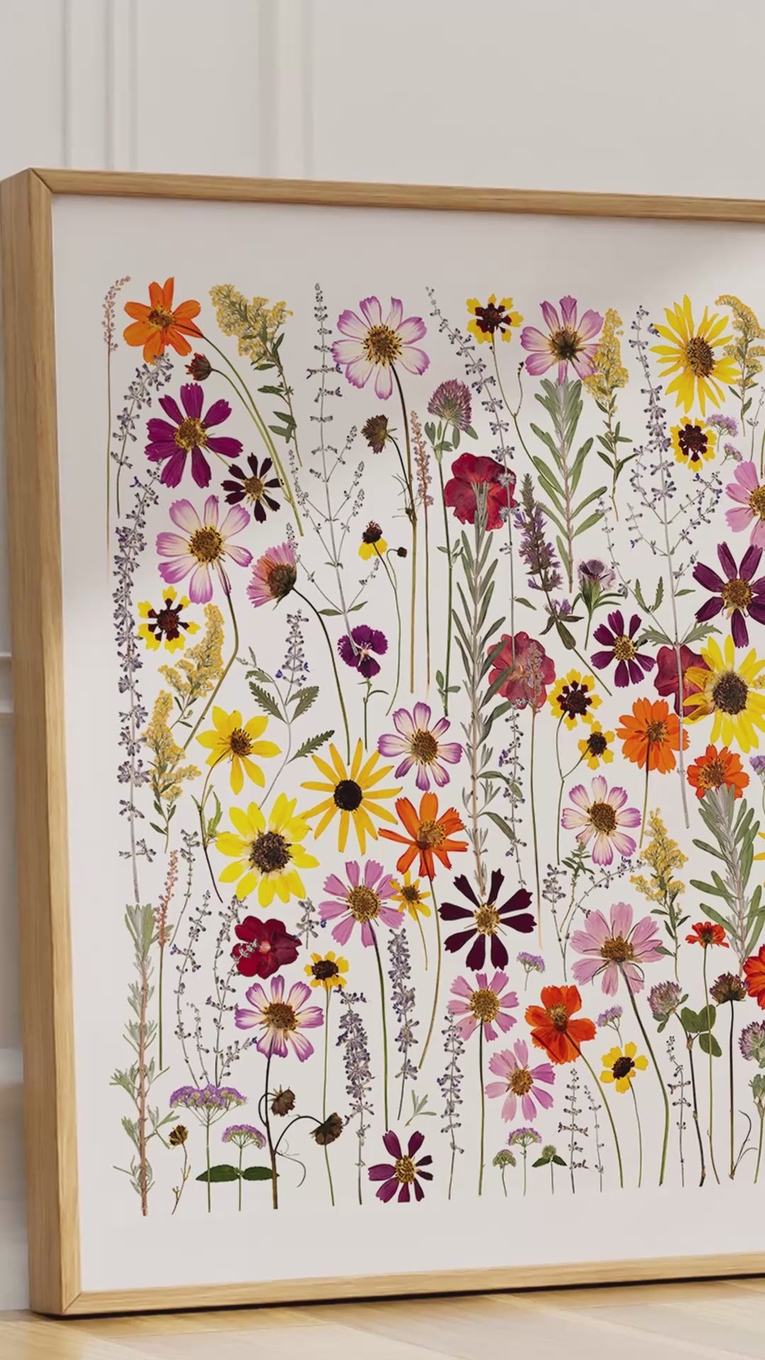Video of pressed flower art print called Wildflower Whimsy